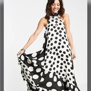 Topshop polka dot halter dress